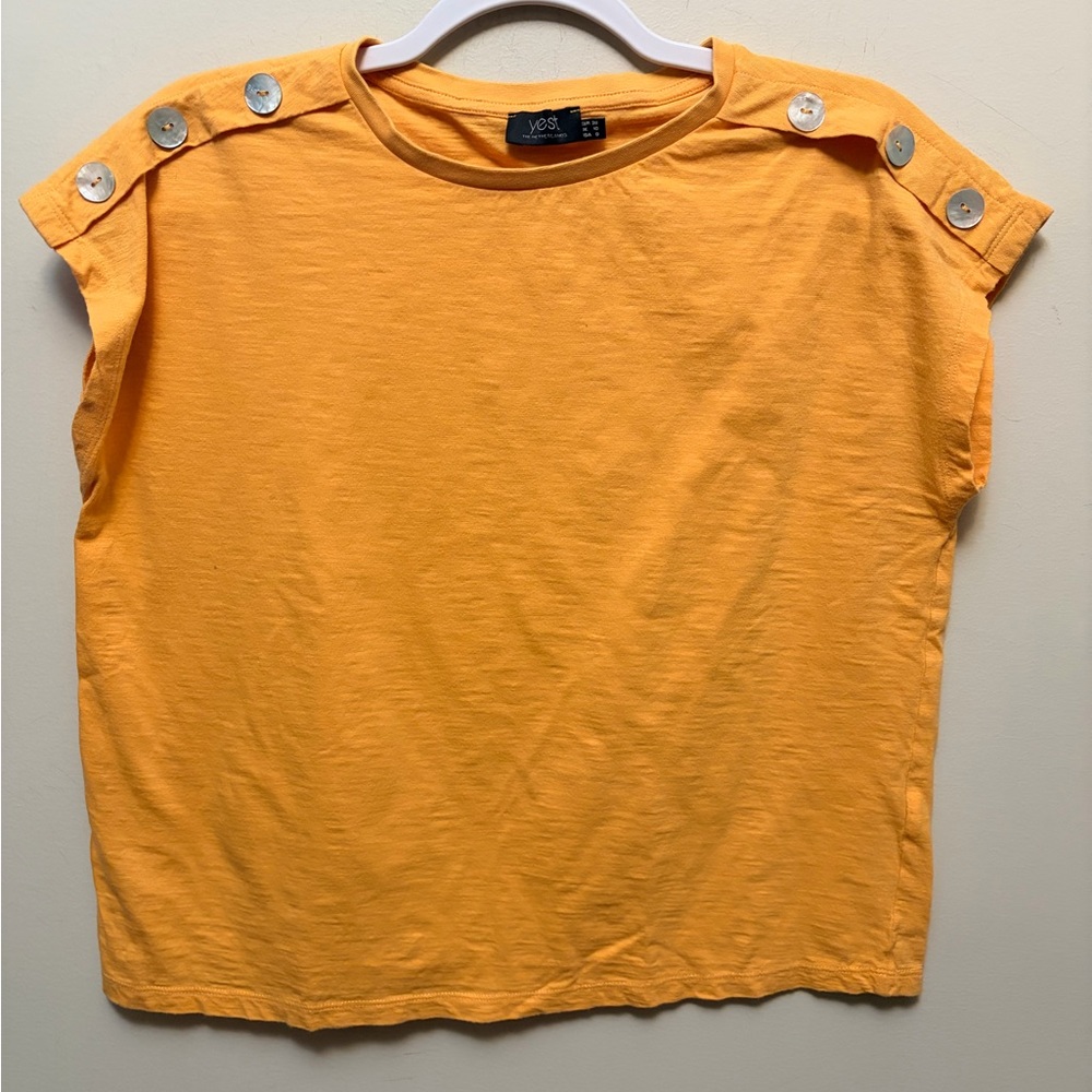 YEST Orange Button-Shoulder Women's Top